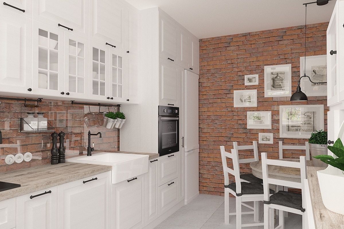 cegła BJM Bricks w kuchni i jadalni proj. Dorota Sobieraj
