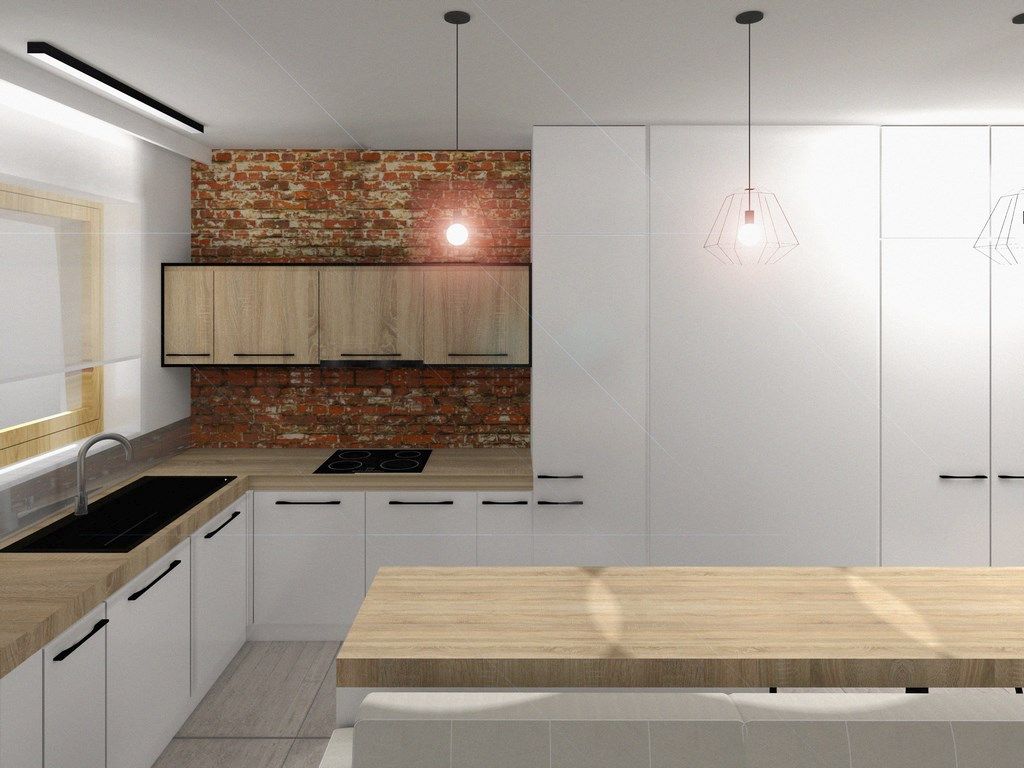 cegły BJM Bricks w kuchni proj. Ewa Naporowska